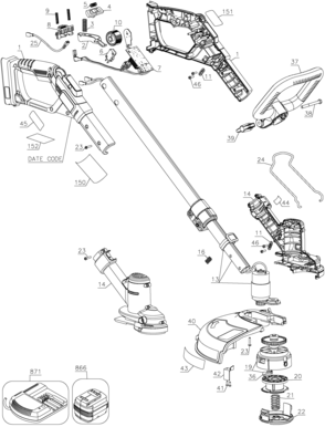 Part Location Diagram of 90570298N DeWALT MOTOR HEAD ASSEMBLY